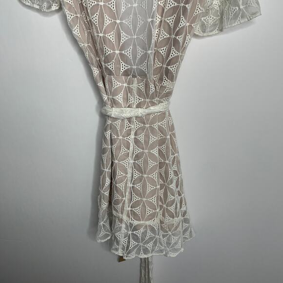 Reformation Lucas Eyelet Mini Dress Womens New Small Ivory - Picture 8 of 11